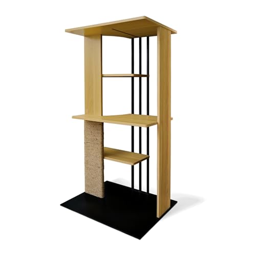 Cali Cat Tree 24″ x 18″ x 47″ with Scratching Post & 4 Platforms (Oak)