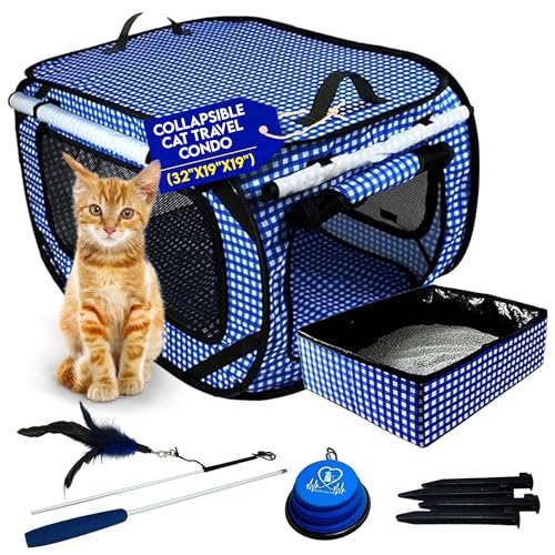 Extra Large Cat Carrier for Travel (Blue)