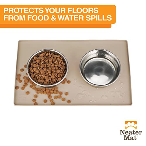 Neater Mat Pet Mats for Food and Water (32"L x 24"W / Cappuccino)