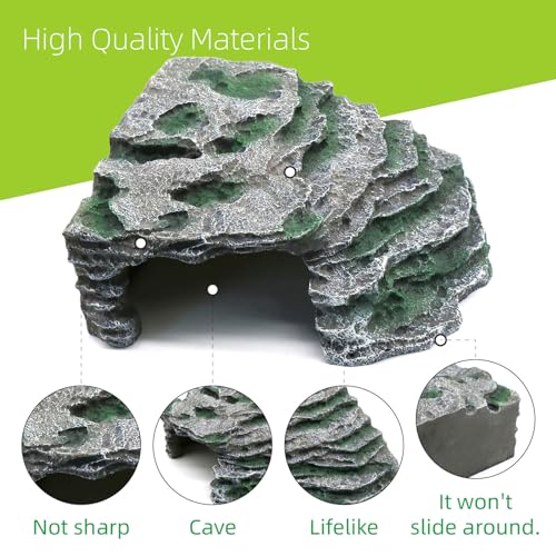 Large Reptile Hide Shale Scape Step Ledge (Large-B-11.8 * 9.8 * 5.3)