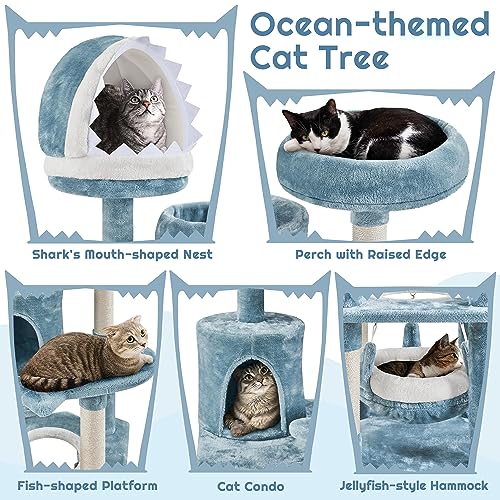 Blue Cute Shark Cat Tree for Kittens
