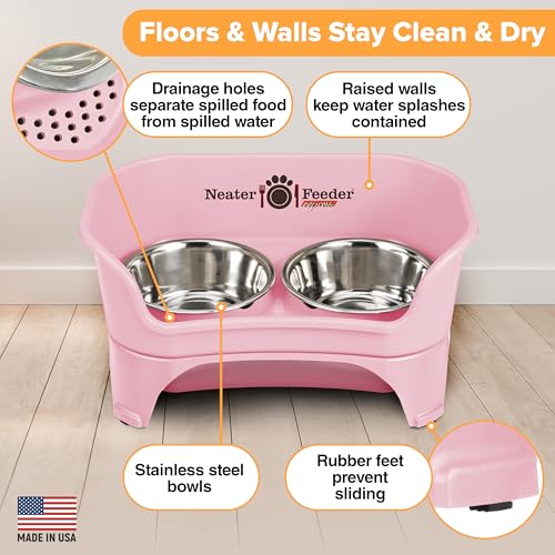 Express Mess Proof Dog Bowls Elevated for Medium to Large Sized Breed (Medium to Large w/ Standard Bowls / Pink)