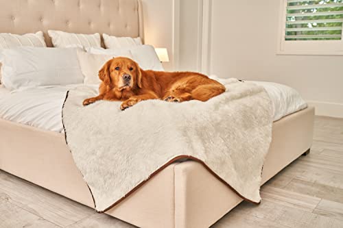 PupProtector Waterproof Throw Blanket for Dogs and Cats (Short White / Large (80" L x 62" W))