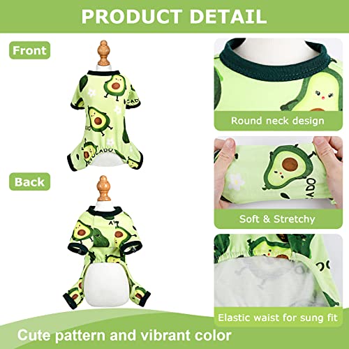 Dog Pajamas Pjs Summer Dog Clothes for Small Dogs Girl (Avocado Green / Medium(6-9lb ))