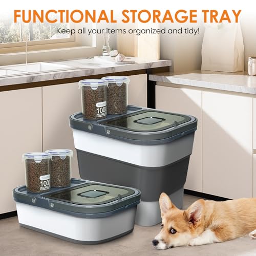 35lbs Collapsible Dog Food Storage Container (Grey-35lbs)