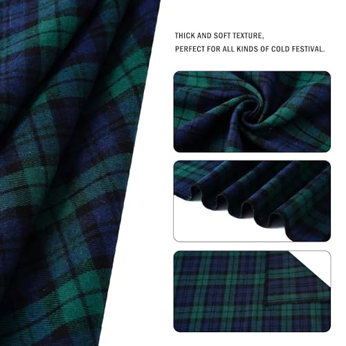 Christmas Blue Green Plaid Dog Bandanas Matching Scrunchie Small (03-plaid green / Small-set of 1)