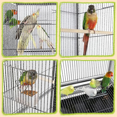 63'' Detachable Parrot Cage for Cockatiel Sun Parakeet Green Cheek Conure Lovebird Budgie Finch Bird Cage with Stand