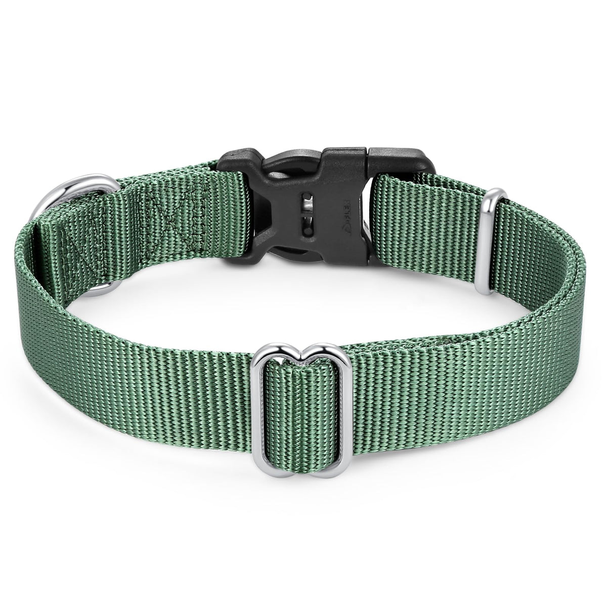 Nylon Dog Collar with Quick Release Buckle Soft Adjustable Sturdy for Small Medium Large Dogs Emerald (Emerald / L：17.5"-25.5")