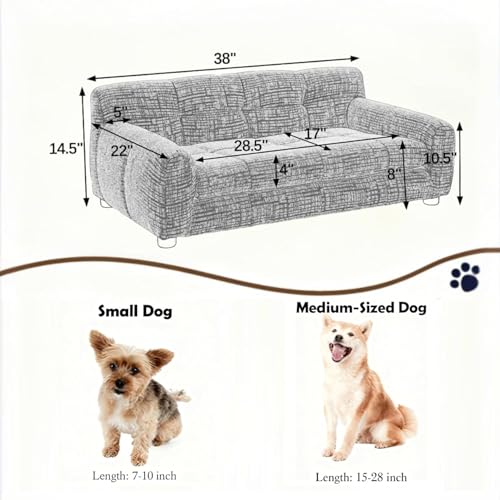 Dog Couch Bed (38 inch / Stone Grey)