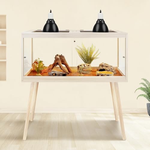 Reptile Enclosure with Leg (Oak / 32"x16"x16",35Gallons)