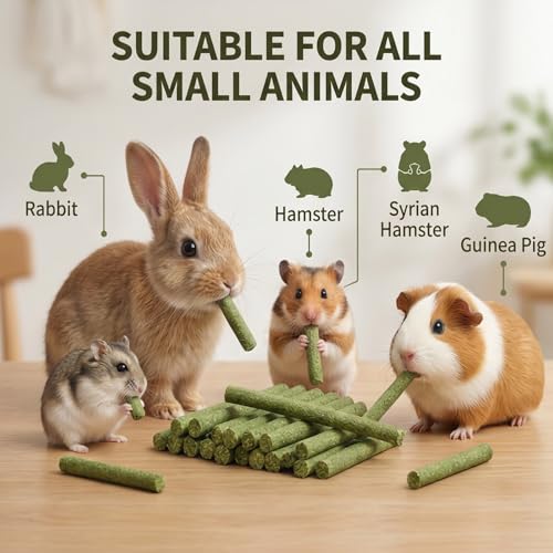 Timothy Hay Sticks 58 Pack Rabbit Chew Toys Guinea Pig Treats (Timoty-58Pcs)