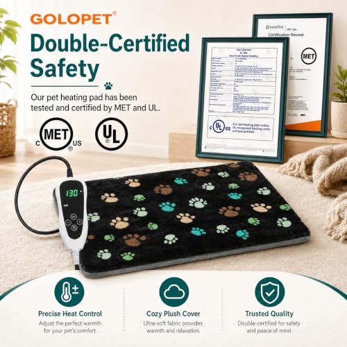 Extra Large Dog Heating Pad 47x30 UL Dual Security Certification (Black / 47 x 30 in)