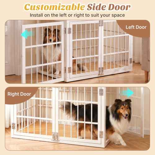 Dog Crate Furniture 42 Inch Indoor Crate for Large Dog Wooden Kennel (White / 42.1"L x 30.0"W x 30.2"H)
