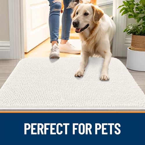 Dog Door Mat for Muddy Paws 34x21 (Ivory / 34" X 21")