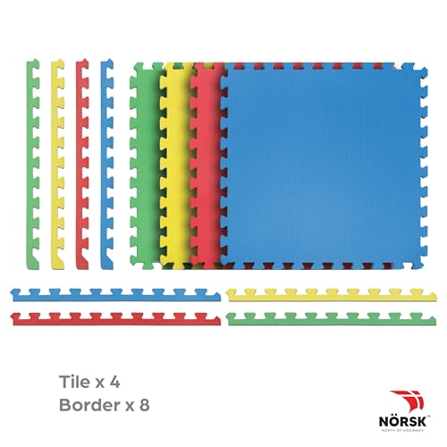 Reversible EVA Foam Play Mats (Multi Color / 4 Tiles - 16 Sq. Ft)