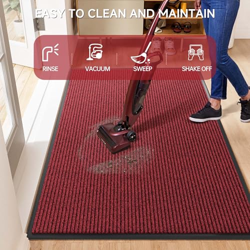 Front Door Mat (2' x 6' (Rectangular) / Red Striped)