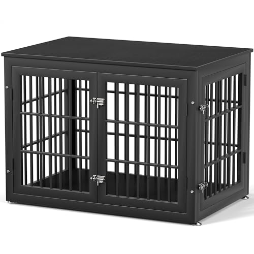 38" Heavy Duty Dog Crate Furniture for Large and Medium Dogs (Black / 38.3"L x 25.4"W x 27.7"H)