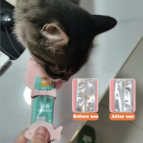 Cat Treat Spoon Squeeze & 3 Pcs Can Lids (Treat spoon / Pink)