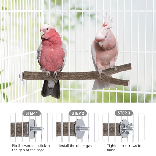 Natural Wooden Perches for Bird Cages (Natural Bark / 2 Pack)
