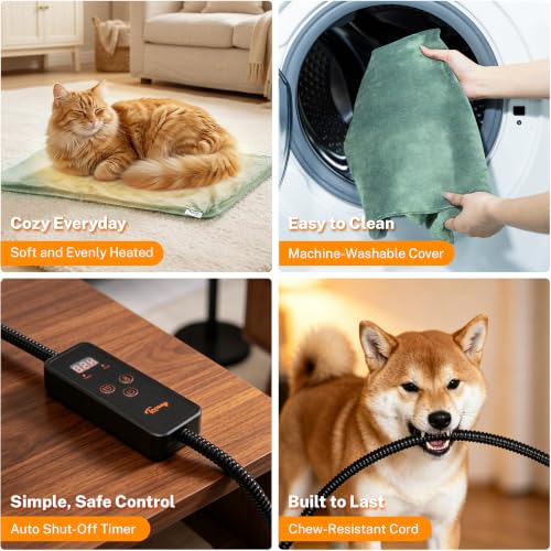 Pet Heating Pad for Cats (Sage Green / 18.0"L x 16.0"W x 0.6"Th)
