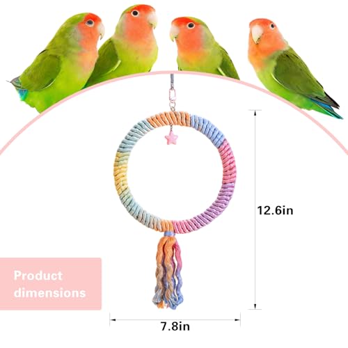 Bird Swing Gradient Colorful Cotton Rope Bird Swing Cage Hanging Toys