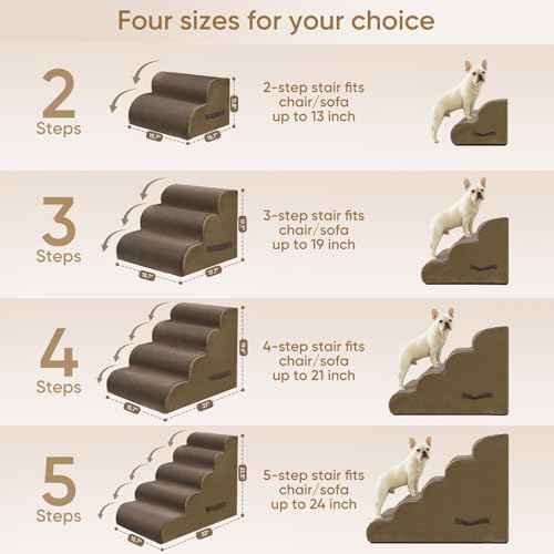 2 Step Pet Stairs for High Beds & Sofas (Brown / 2-step 11.8"H)