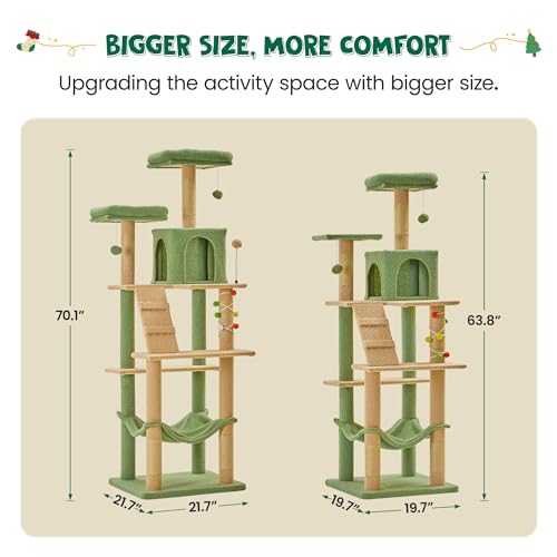 70.1 Inch Green Large Cat Tree (70.1 in / Green)
