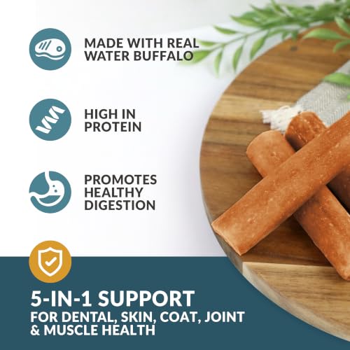 Water Buffalo Collagen Cheek Rolls 5" Chew 4pk Pig Ear Substitute (8 Ounce (Pack of 4))