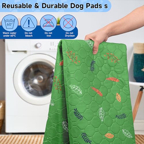 Washable Pee Pads for Dogs Large 48" x 48" 2 (Leaves - Green / 48x48 Inch (Pack of 2))