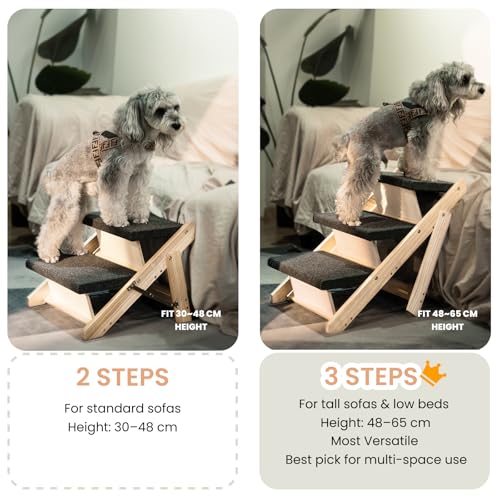 Wood Pet Stairs (2 Steps – For Sofas (12–19 in) / 17.3" L x 17.2" W x 13.0" H)