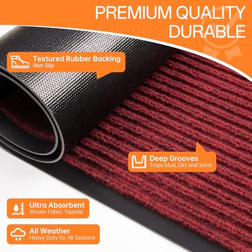 Indoor Outdoor Door Mat (Red / 4' x 5' (Rectangular))