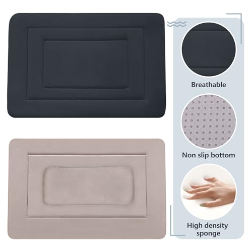 Dog Bed Soft Dog Crate Bed Pad Mat (48.0"L x 30.0"W x 1.2"Th / Dark Blue Gray)