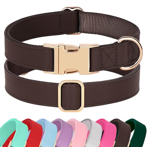 Soft PU Leather Dog Collar (S: Fit 9-14" Neck(10-20 lbs) / Brown)