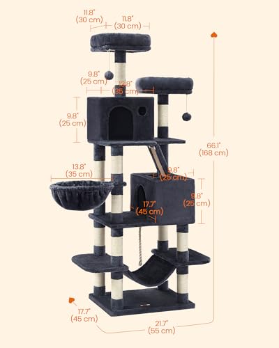 Cat Tree 66.1 (Smoky Gray / L (21.7"L x 17.7"W x 66.1"H))