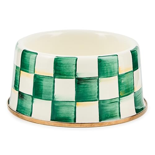 Enamel Pet Dish (Emerald Check / Medium)