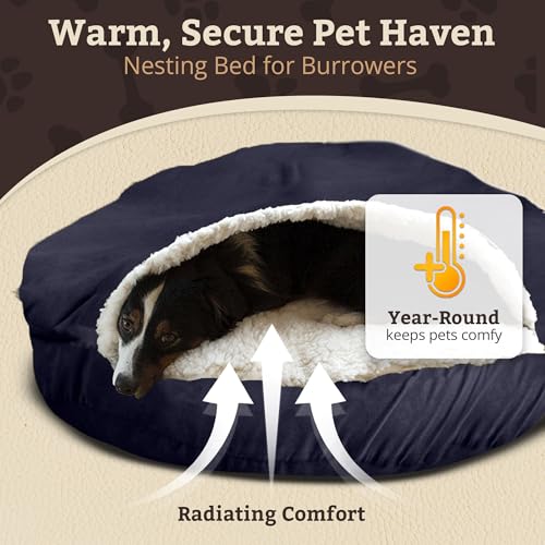 Cozy Cave Dog Bed (25.0"L x 25.0"W x 8.0"Th / Navy)