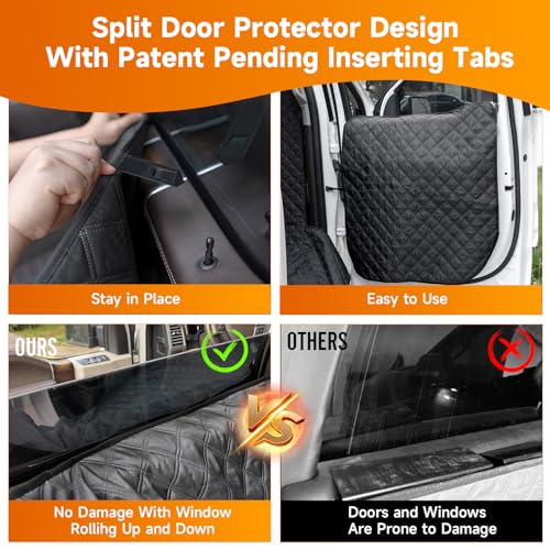 XL Dog Truck Seat Cover with Car Door Protector (Black)