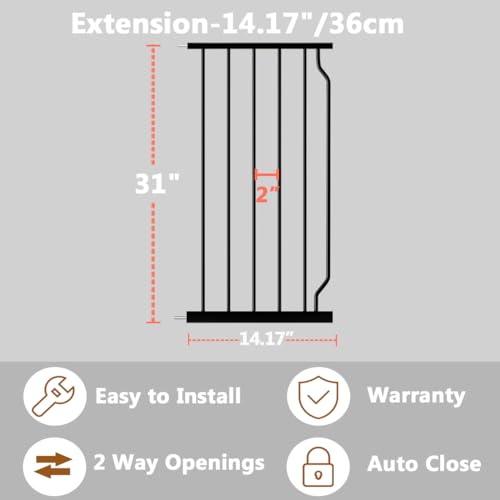 Safety Gate 14.17 inch Extension for Extra Wide Baby Gates (Extension: 14.17 Inch)