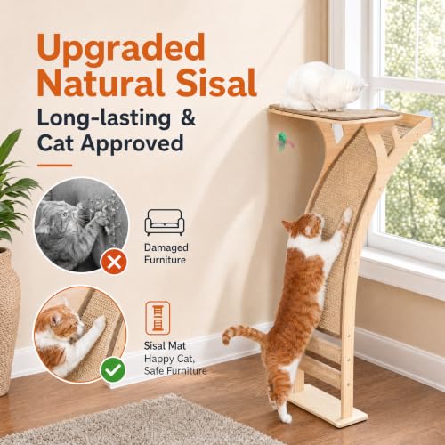 Cat Window Perch with Scratcher Ramp (Medium)