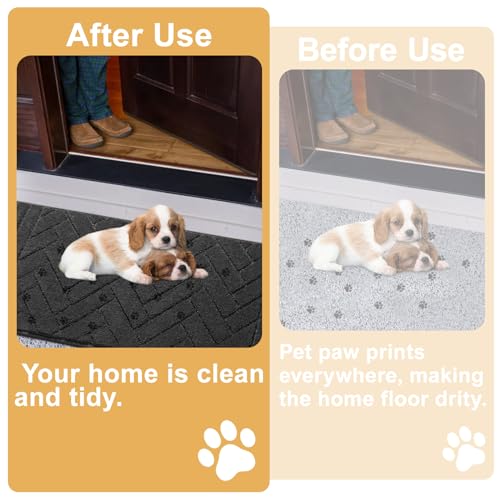 Dog Door Mat for Mud Paws (20" x 48" / Charcoal)