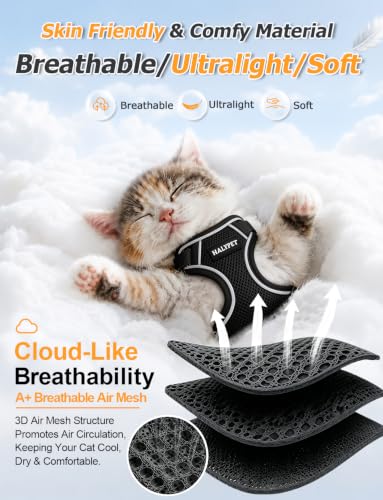 Cat Harness and Leash Set (H600 Pro Black / Small (7-12lb))