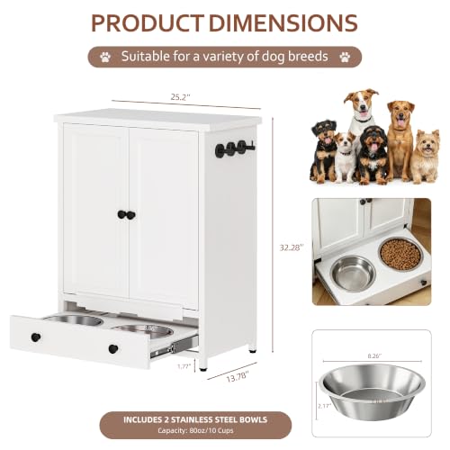 Dog Feeding Station with Storage (White)