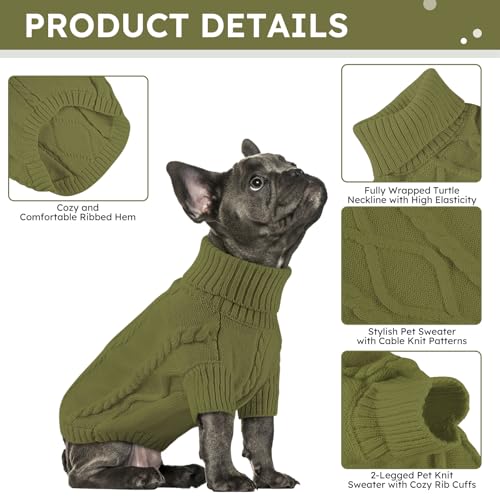 Small Dog Sweater for Small Dogs Boy (X-Small / Olive Green)