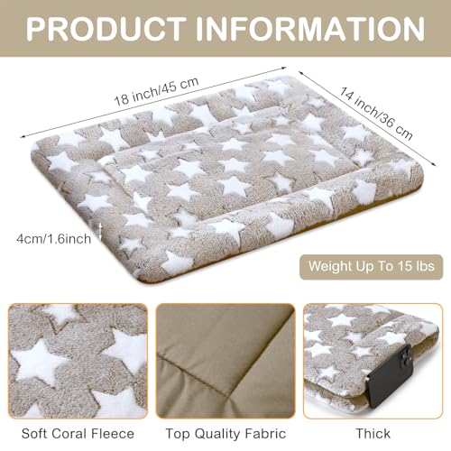 4 Pcs Dog Crate Pads Soft Warm (Rectangular 18 x 14 x 1.6 Inch / Star / Apricot)