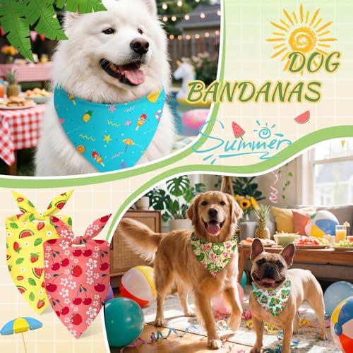 50 Pcs Summer Hawaiian Dog Bandanas Bulk (Summer / 25.6 x 17.7 x 17.7")