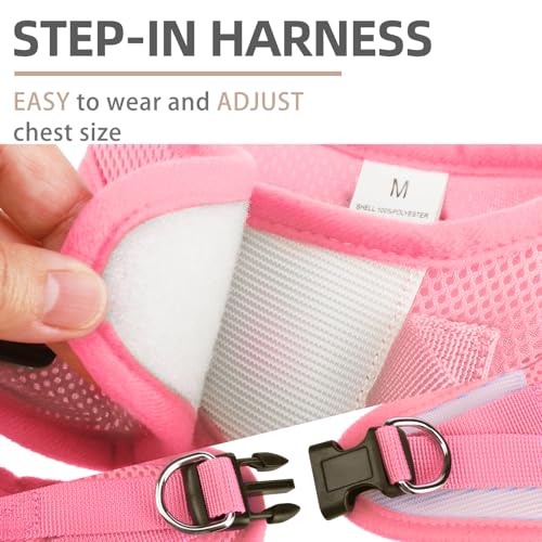Dog Harness Collar and Leash Set No Pull for Small Medium Sized (Solid LightPink / M (CHEST 16"-18"))