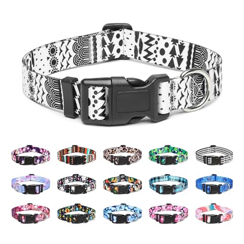 Adjustable Dog Collar (Large / Black White B)