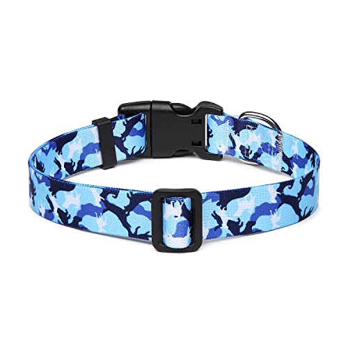 Adjustable Dog Collar (Medium / Dog Camouflage Blue)