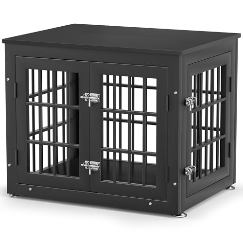 26" Heavy Duty Dog Crate Furniture for Small Dogs (Black / 26.0"L x 20.5"W x 22.0"H)