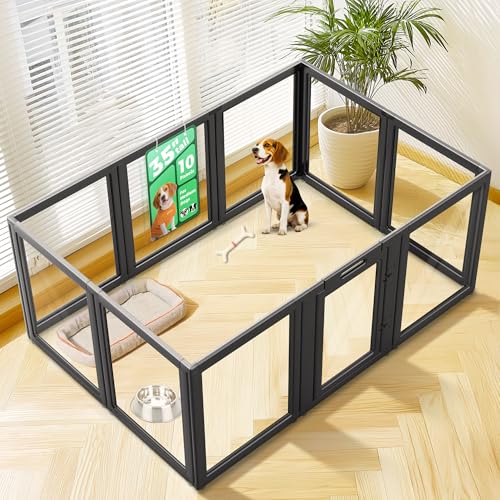 AuraSpace Clear Acrylic Indoor Dog Playpen (Black / 35"H)